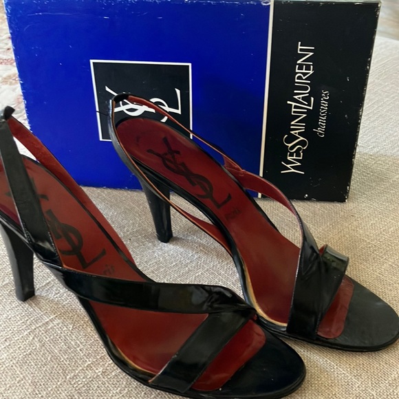 Ysl patent leather sling back heels
